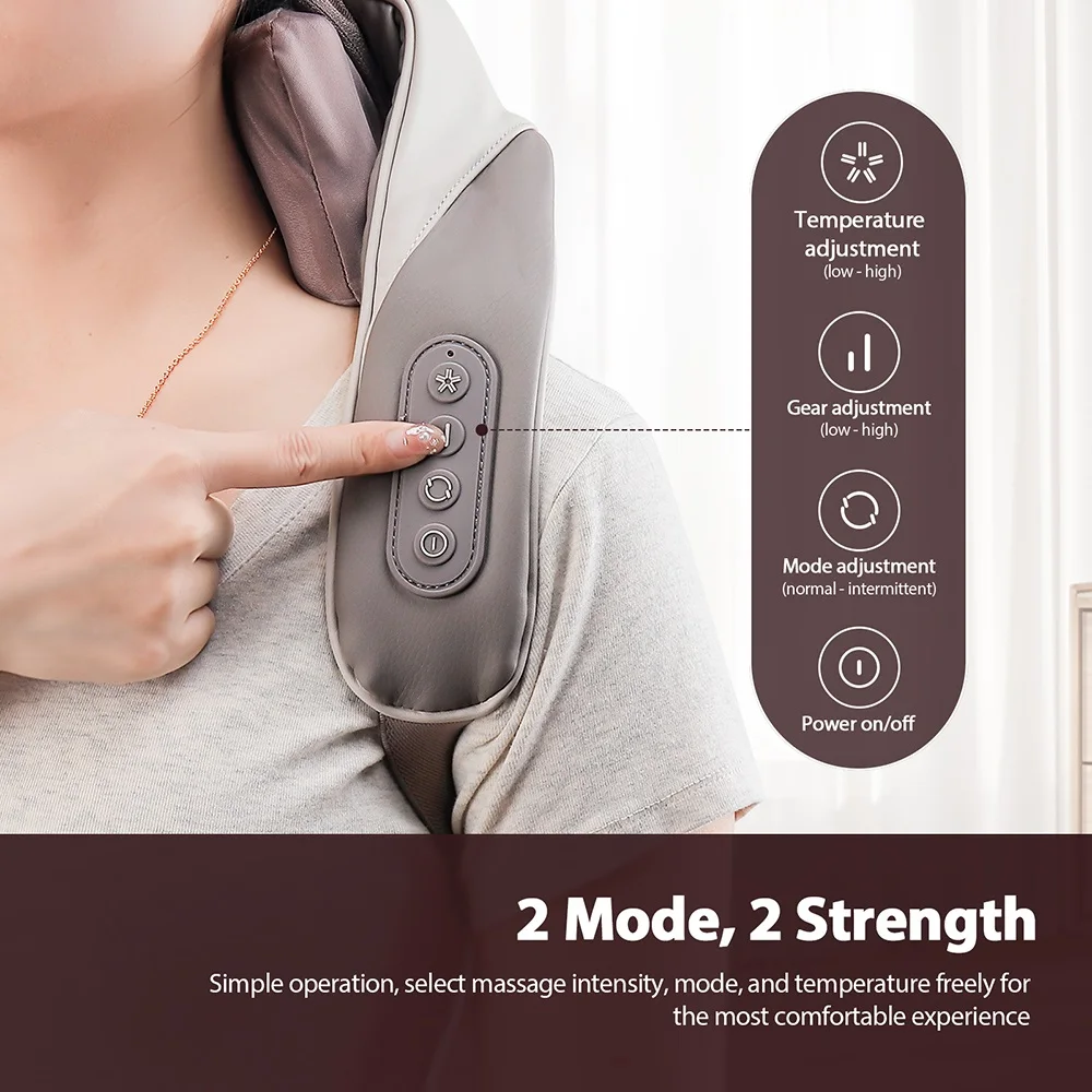 Foreverlily Powerful Neck And Shoulder Massager Wireless Shiatsu Kneading Neck And Back Massage Shawl Trapezius Massager