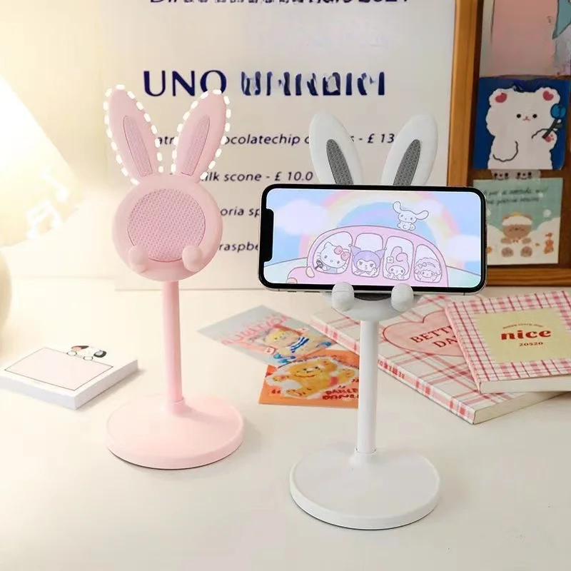 귀여운 토끼 모양 휴대폰 거치대는 데스크탑 휴대폰 액세서리, 휴대폰 스탠드, 휴대폰 그립을 들어 올리고 조절할 수 있습니다.