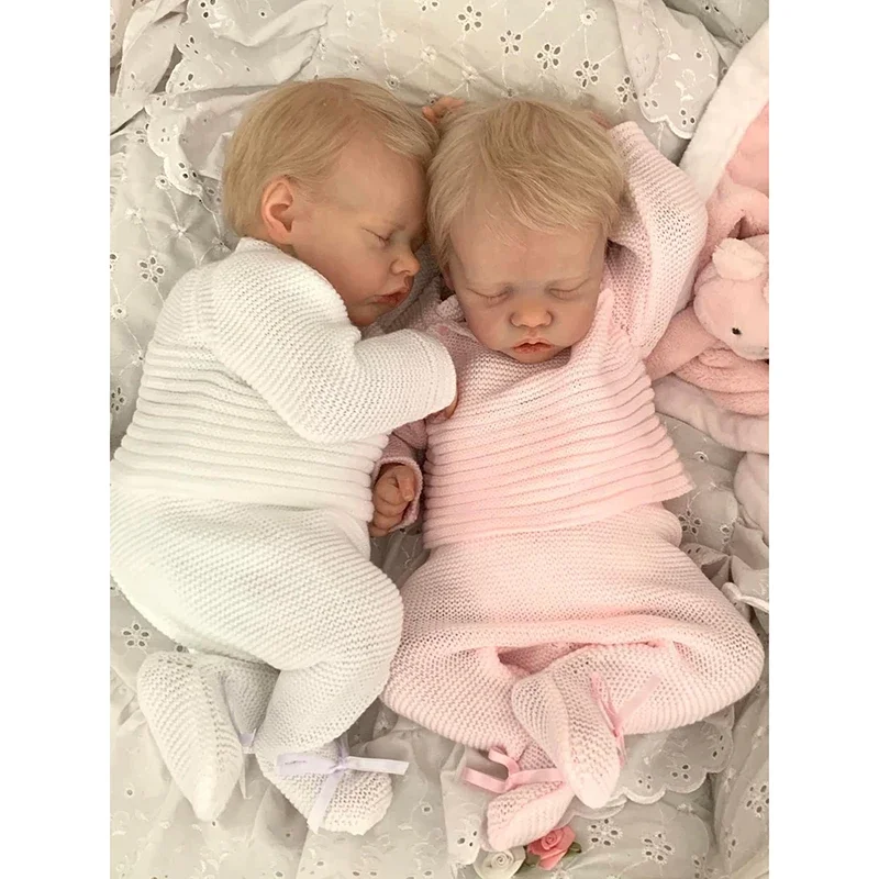 45CM Twins A/B Sleeping Reborn Baby Doll Already Painted Finished