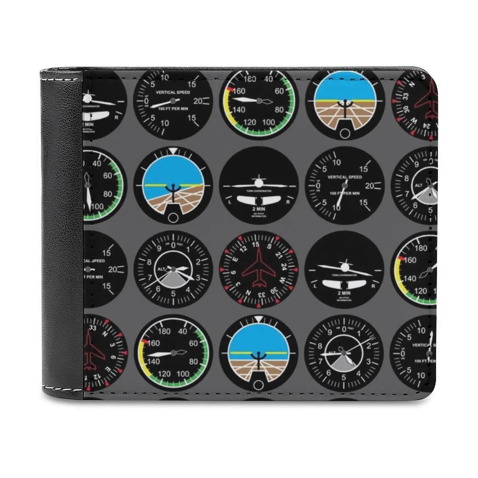 Flight Instruments Fashion Credit Card Wallet Leather Wallets