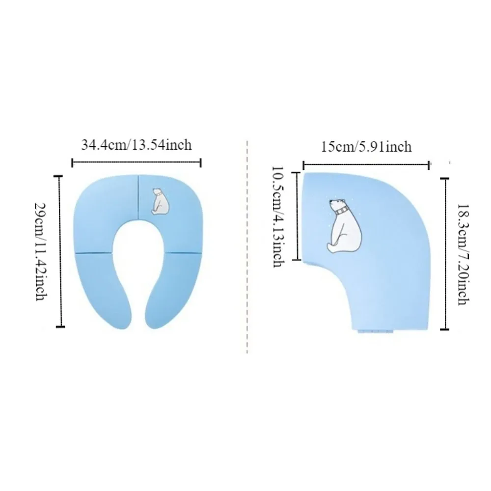 Foldable Baby Travel Toilet Seat Washable Non-Slip Travel Potty Seat Suction Cups Cartoon Baby Potty Mat Public Restrooms
