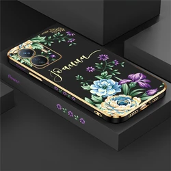 Elegant Floral Plating Silicone Shockproof Phone Case Cover for V25 5G (Black-378)