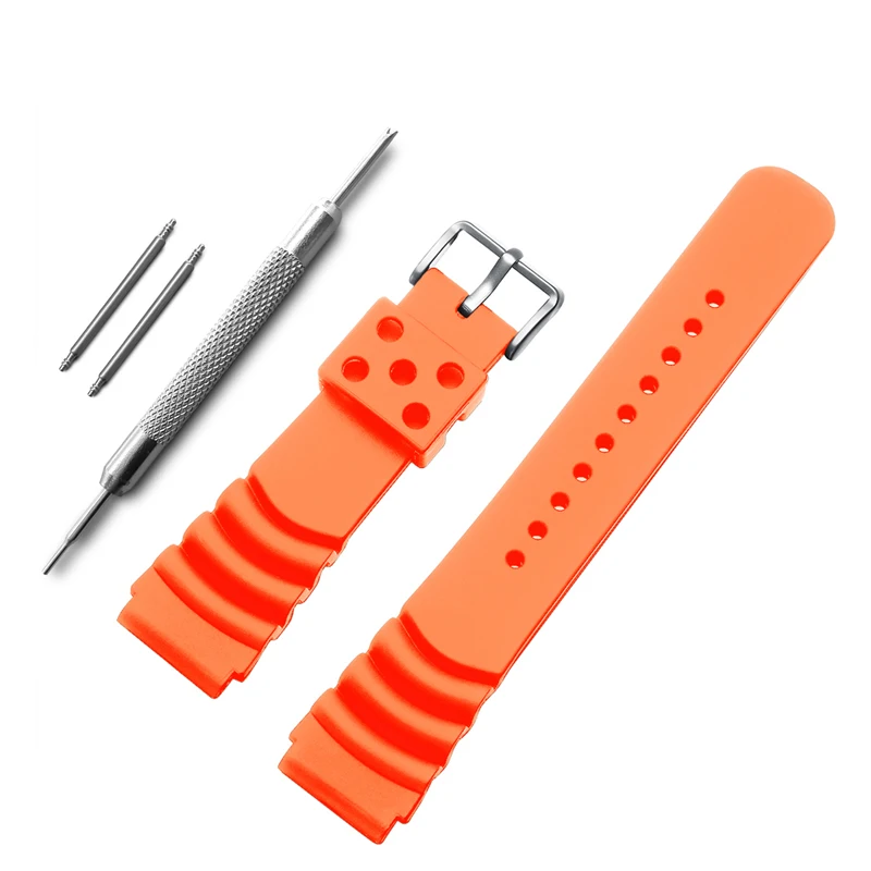 Premium Soft Rubber Watchband with Stainless Steel Buckle - Durable Strap
