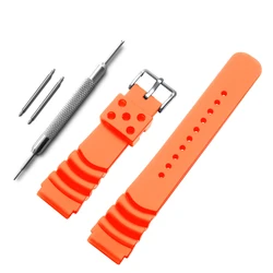 Premium Soft Rubber Watchband with Stainless Steel Buckle - Durable Strap (20mm orange color)