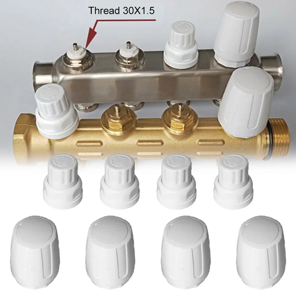 4 Volants De Réglage Pour Chauffage Au Sol - Filetage M30 X 1,5 - Plastique Robuste - Compatible Collecteurs Et Radiateurs