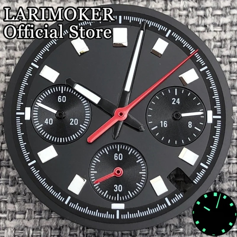LARIMOKER 30 mm weiß/grau/schwarz/blau steriles Zifferblatt und Zeiger mit grün leuchtendem Uhrwerk, passend für VK63-Uhrwerk, Uhrenzubehör – Detail 13