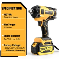 2000N.M Brushless Electric Impact Wrench 1/2 inch Cordless Rechargeable High Torque Hand Drill Power Tool For Makita 18V Battery 2