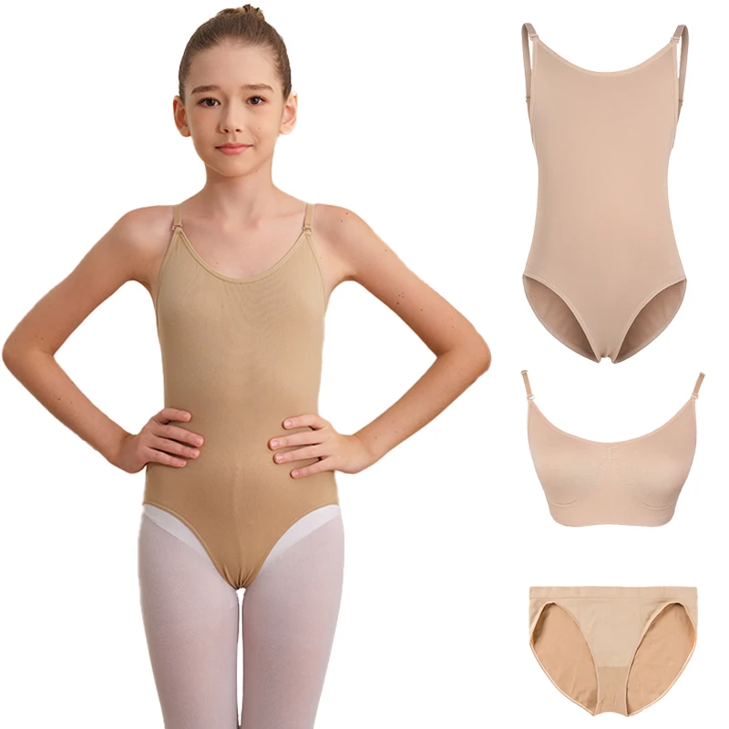Biancheria intima nuda Canotta Slip da balletto Reggiseni Body da ballo per body attillati convertibili per ginnastica da ballo - immagine 2