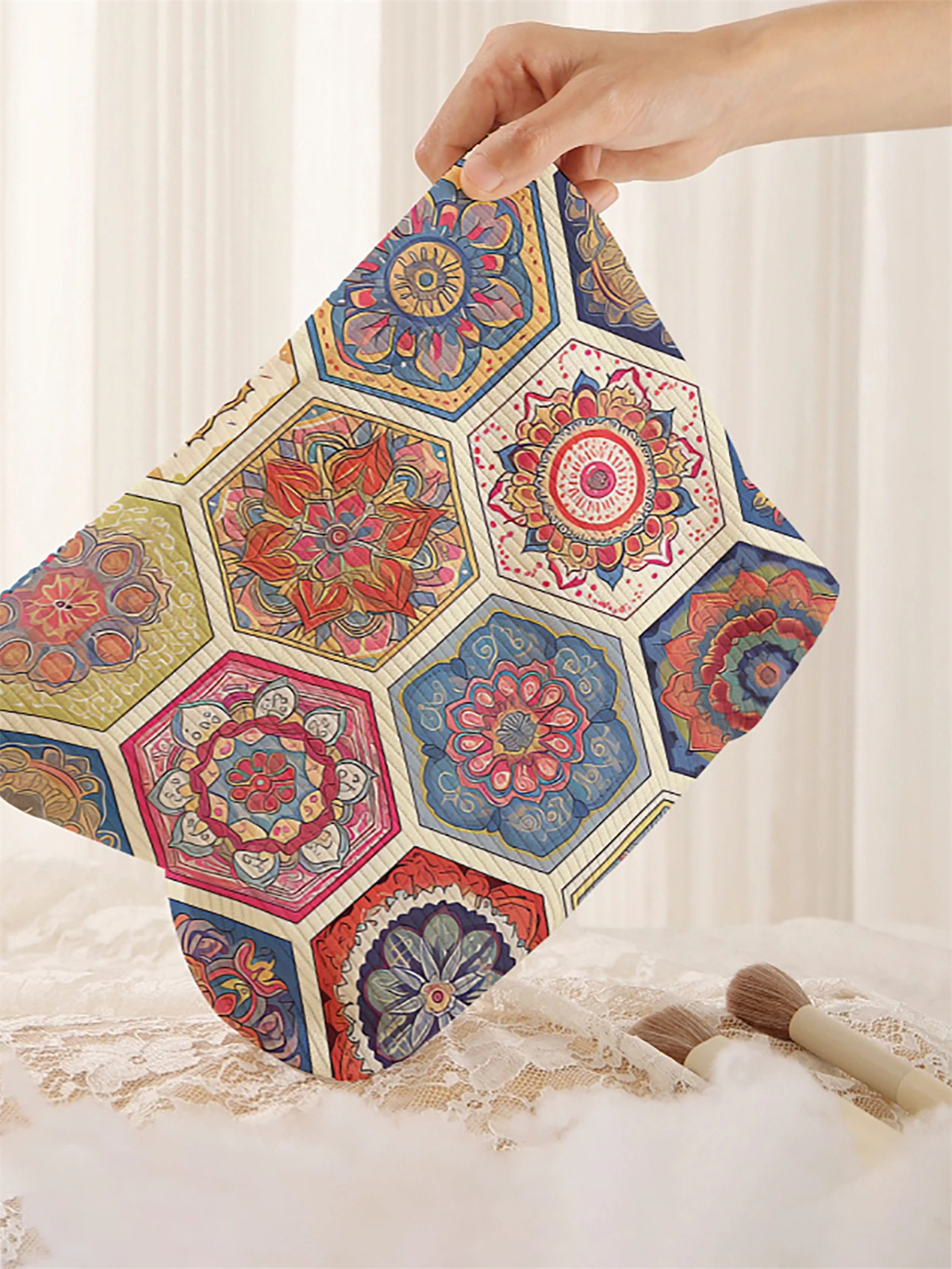 Corduroy makeup bag, lightweight zipper makeup storage box, multifunctional bag with lining