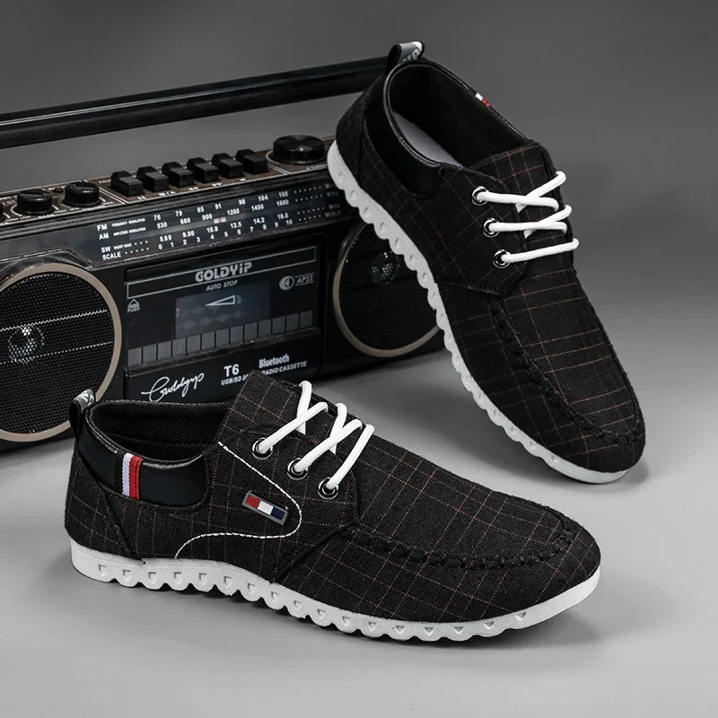 Men's Canvas Shoes Comfortable Vulcanized Shoes Outdoor Casual Flat Shoes 2023 New Lightweight Walking Shoe Zapatillas De Hombre 2