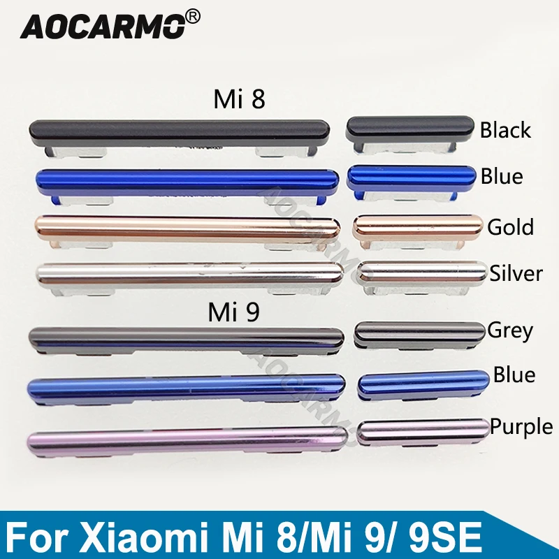 Aocarmo Side Button Key Volume For Xiaomi Mi 8 9 mi8 mi9 Power ON/OFF Volume Up/Down Replacement Repair Parts