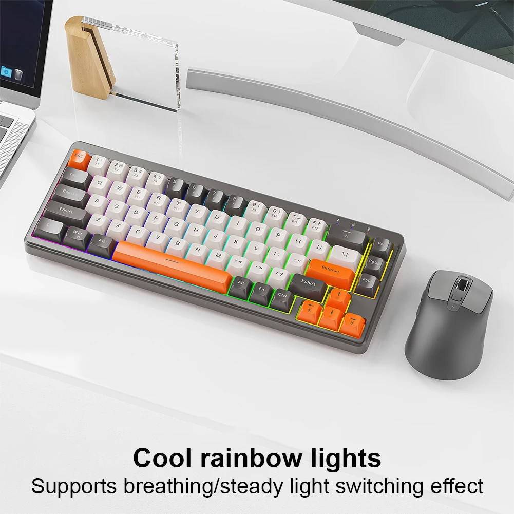 Wireless Mechanical Keyboard RGB Backlit Mini Office Keyboard Wireless Gaming for Windows Laptop PC Gamer