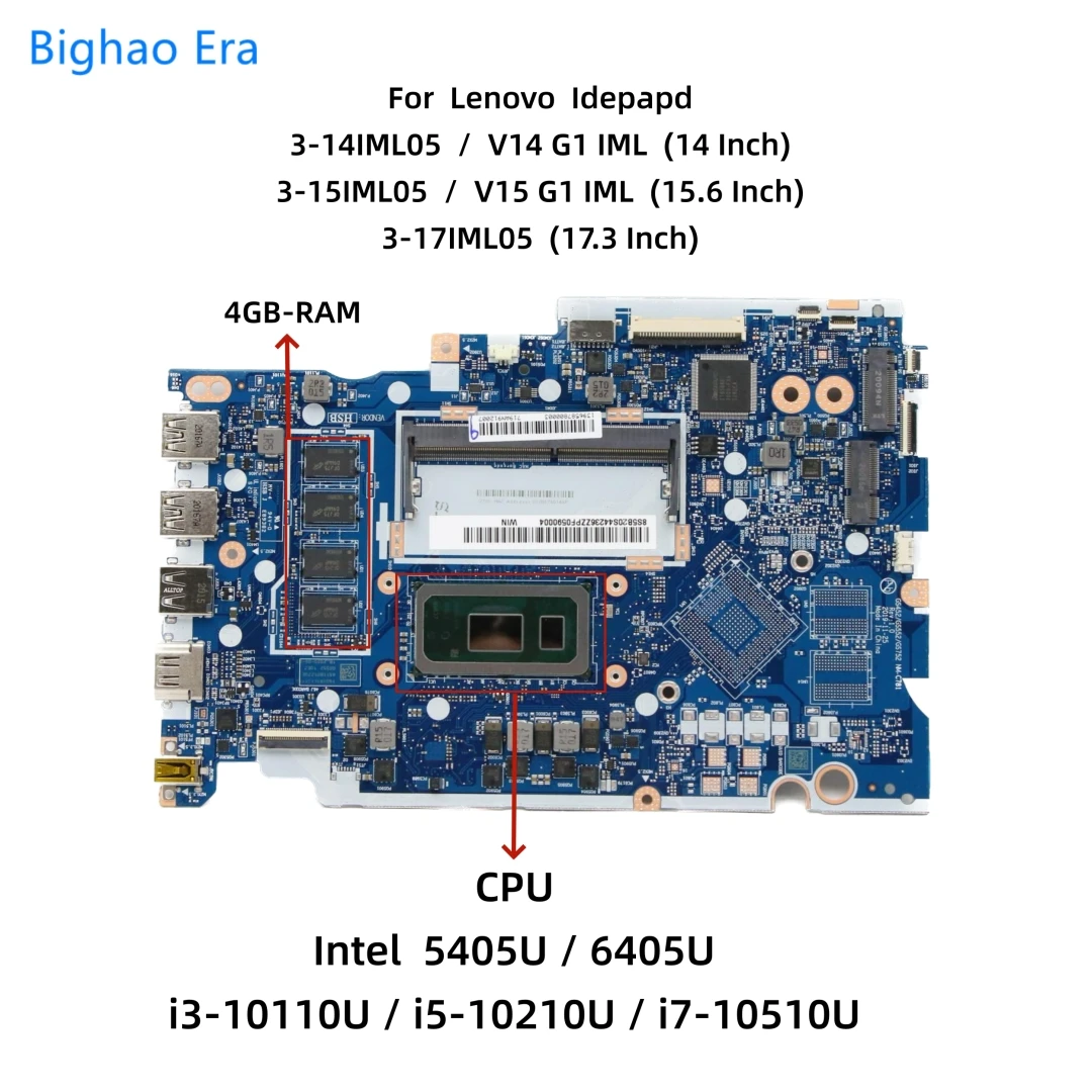 

NM-C781 For Lenovo V14/V15 G1 IML 3-17IML05 3-14IML05 3-15IML05 Laptop Motherboard With 6405U i7 i5-10210U i3-10110U CPU 4GB-RAM