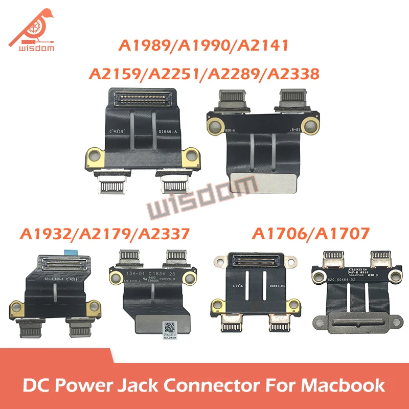 

Laptop A1706 A1707 A1989 A1990 A2141 A2159 A2251 A2289 A2338 A1932 A2179 A2337 Power DC Jack USB-C Connector For Macbook Air Pro