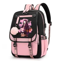 Anime Demon Slayer Backpack Kawaii School Bags Girls Boy Manga Cartoon Large Capacity Bookbag for Teenager USB Charging Backpack 1