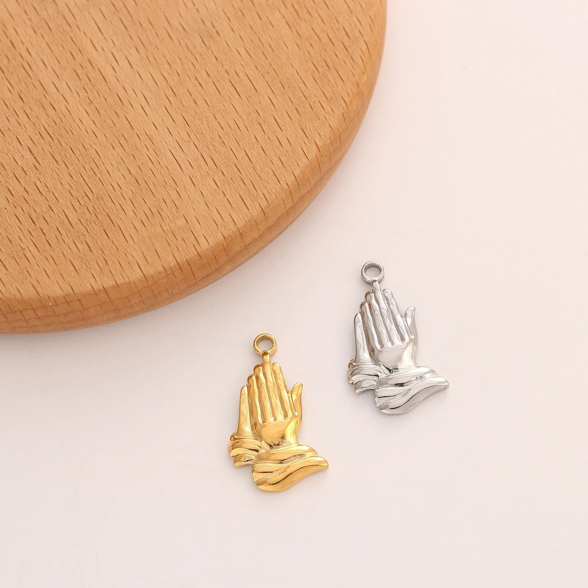 3 Stück Glücks-Gebetsanhänger aus Edelstahl, ewiger Versprechen-Anhänger mit betenden Händen für DIY-Halsketten und Schmuckherstellung – Detail 5