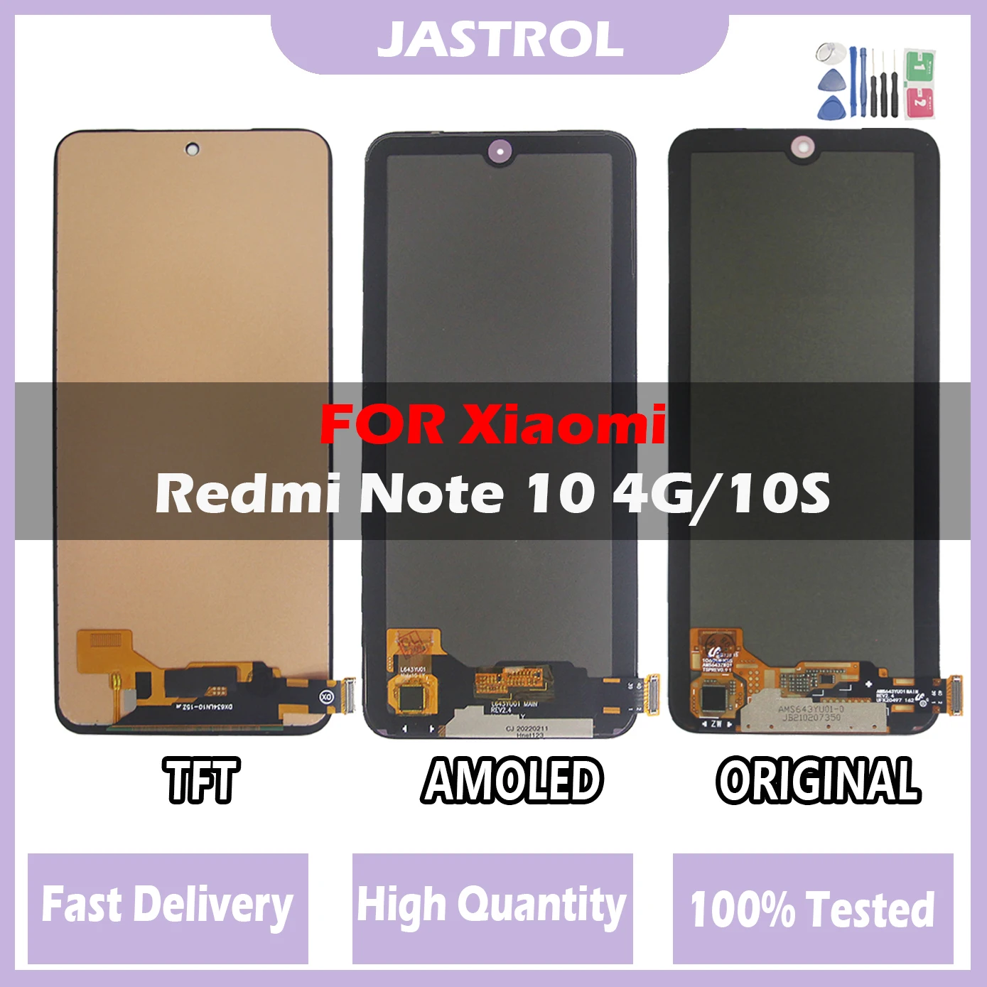 

Super AMOLED LCD For Xiaomi Redmi Note 10 4G LCD M2101K7AG Touch Screen Digitizer For Redmi Note 10S Display M2101K7A