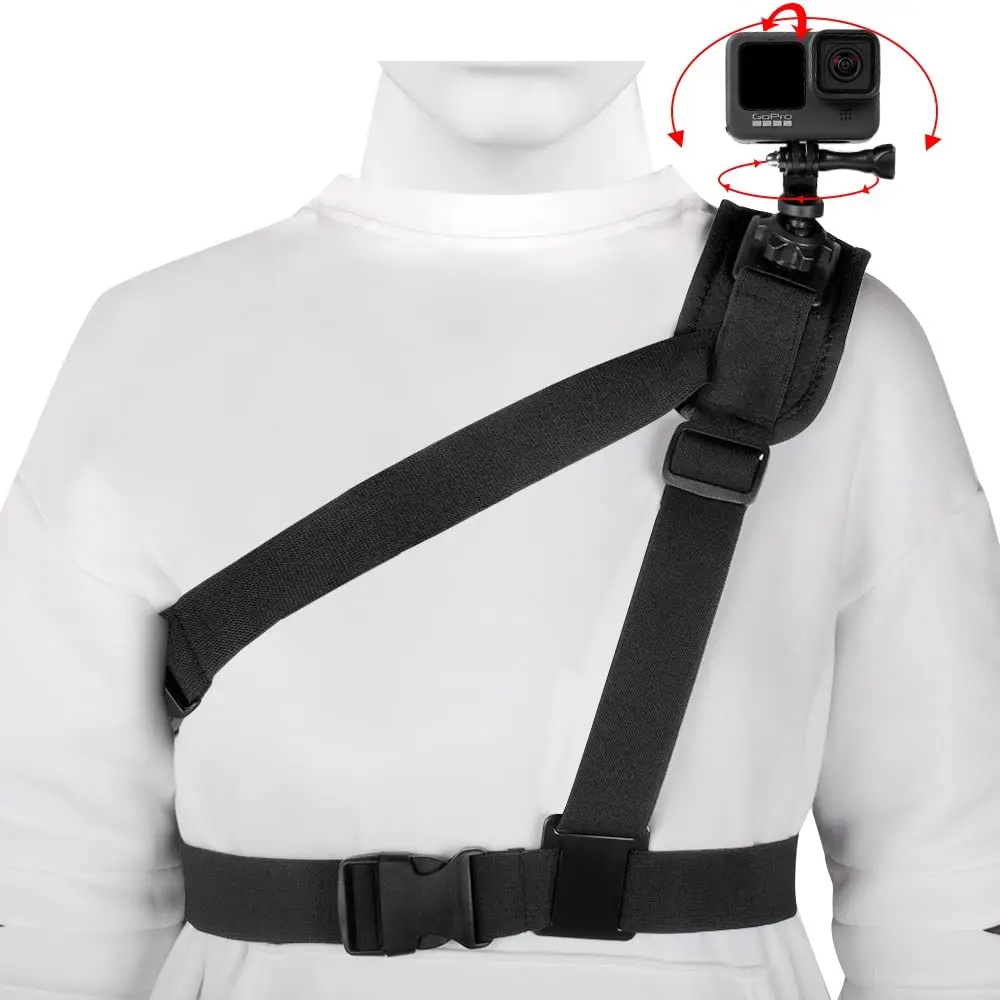 

Плечевой ремень, зажим для крепления корпуса для GoPro AKASO DJI OSMO или других экшн-камер, аксессуары для видеозаписи (улучшенная версия 2022)