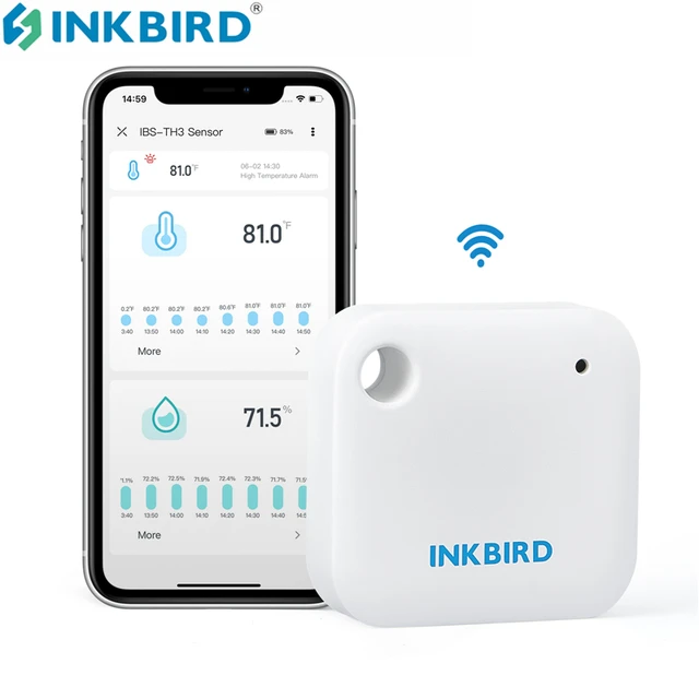 Inkbird Ibs-Th3 Wifi Hőmérő, 2-In-1 Intelligens Érzékelő Hőmérséklethez És Páratartalomhoz Hőmérsékleten, Adatfelhő-Tárolás