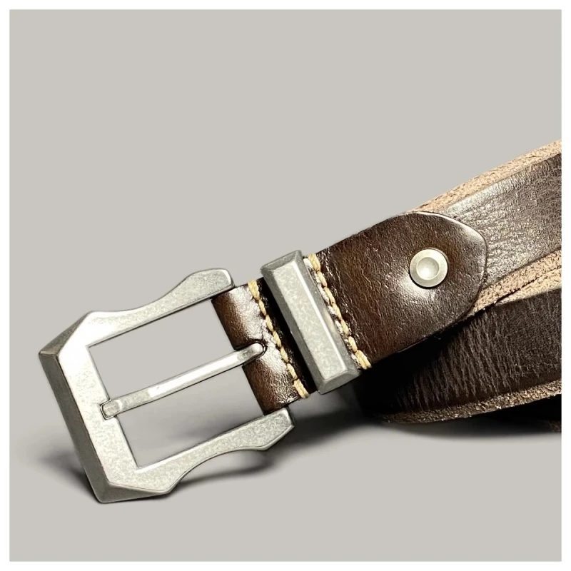 터프 가이 스타일 순수 스틸 핀 버클, 매우 두꺼운 소가죽 벨트,  가죽 남성용 벨트, 레트로 전술 벨트, 청바지 벨트