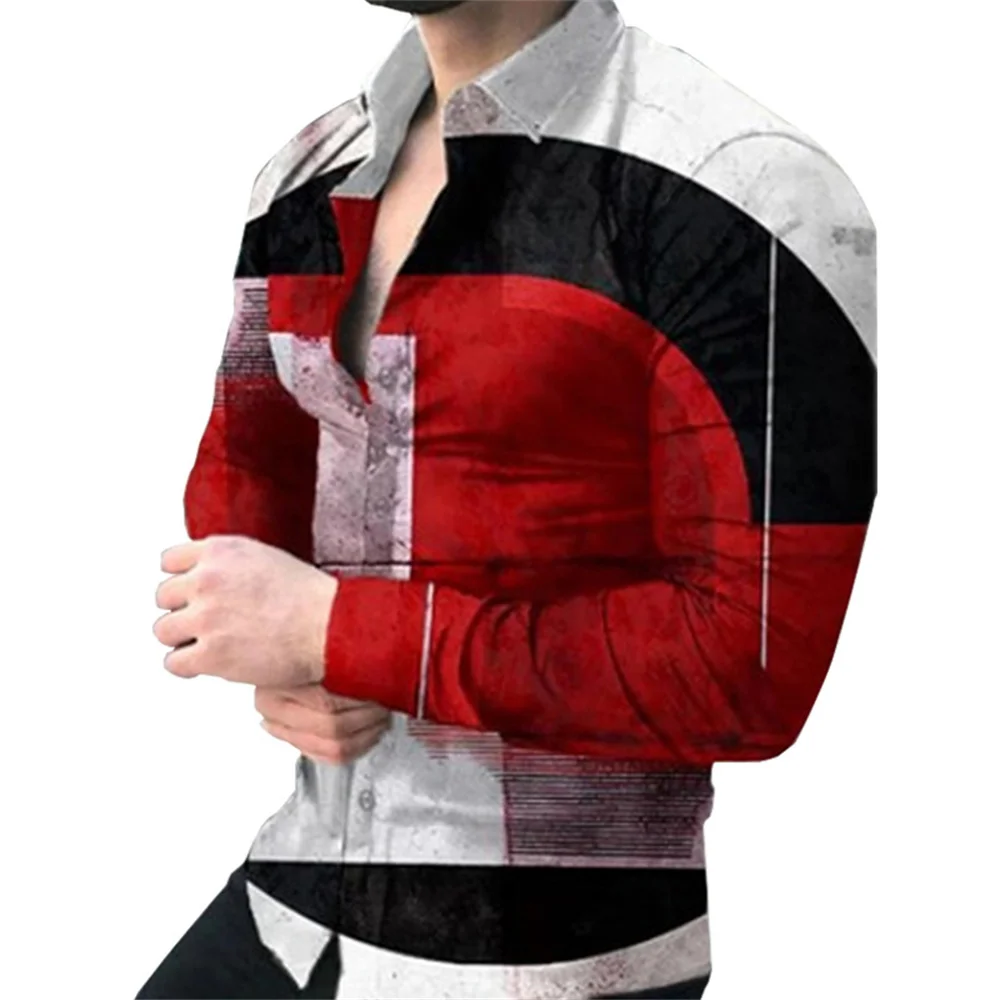 thumbnail image 1 of Camisas de primavera con estampado 3D de cuadros y flores para hombre, camisa de manga larga con solapa y botón, camisas Y2k, ropa informal ajustada a la moda, 1 of 5