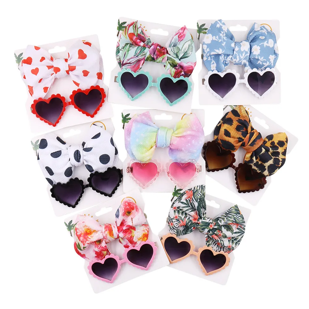 2pcs Cute Dog Cat Sunglasses Heart Glasses Pet Headband Pet Product for Cat Dog Fashion for Photography Pet Accessories fashion cute dog cat skirt dress spring and summer pet dog puppy dresses clothes kawaii pet pineapple printing clothing