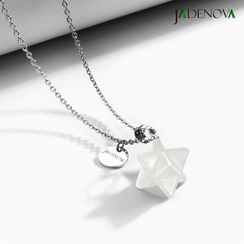 Collier pendentif étoile Merkaba 3D, Chakra Reiki, guérison énergétique, bijoux en cristal, acier inoxydable JO18 po