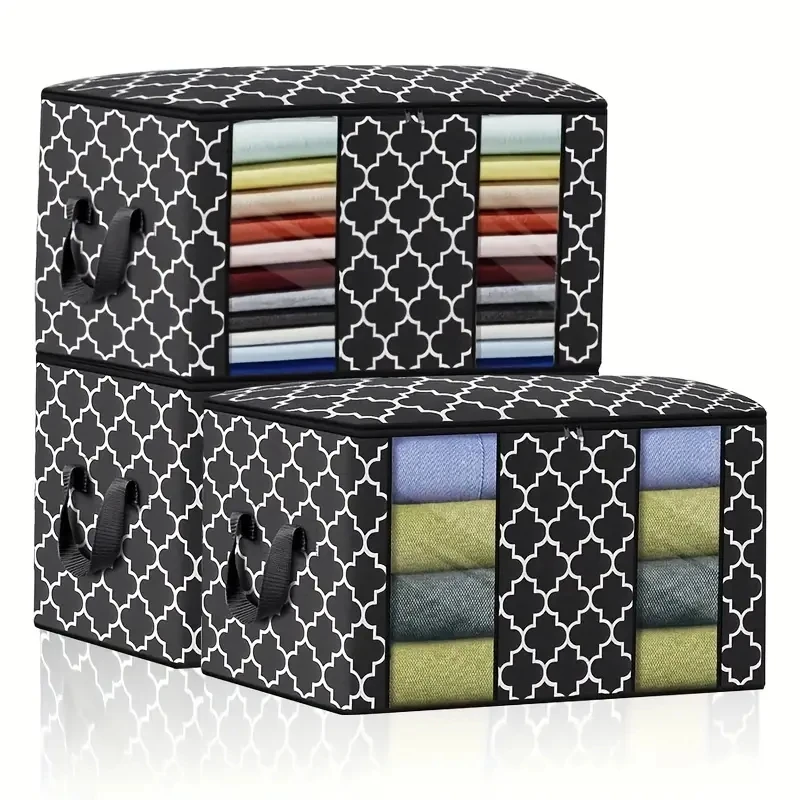 1pc Visible Window Wardrobe Storage Bag, Moisture-proof Cotton Quilt Storage And Finishing Bag, Clothing Moving Bag 6