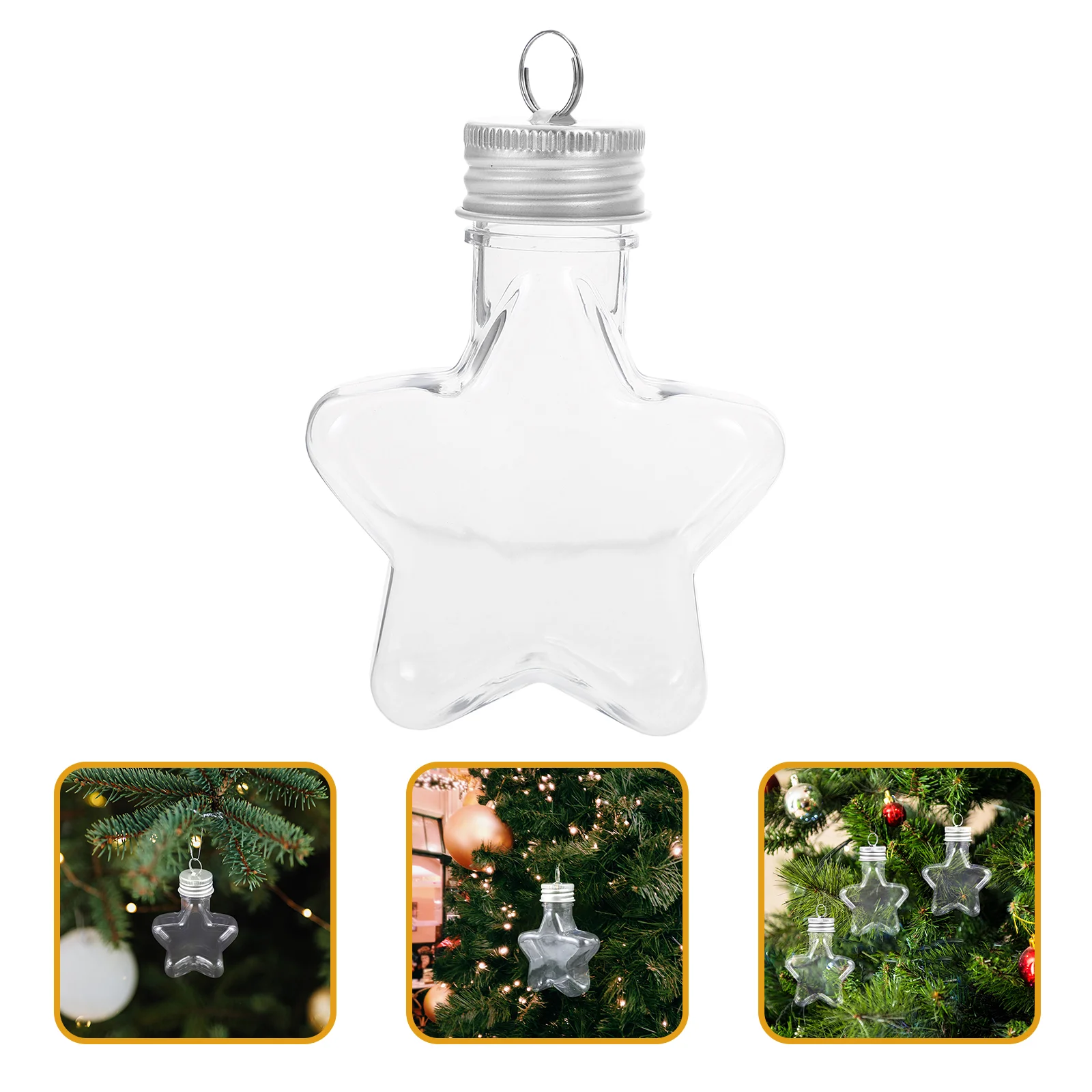 

Clear Christmas Tree Fillable Ornaments with Star-Shaped Water Bottles for DIY Crafts and Treats
