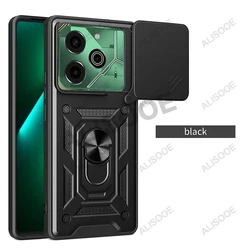 Enhanced Protective Cover with Slide Camera Ring Stand for 6.78 - inch Smartphones - Shockproof Defense Case (Black)
