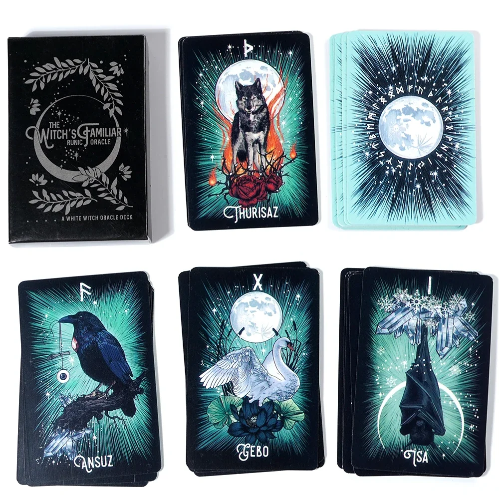 Witch'S Familiar Runic Oracle 24 Card Indie Tarot Deck Runes Rune Cards Animal Oracle Animal Viking Runes Tarot Deck Light Seer' 4