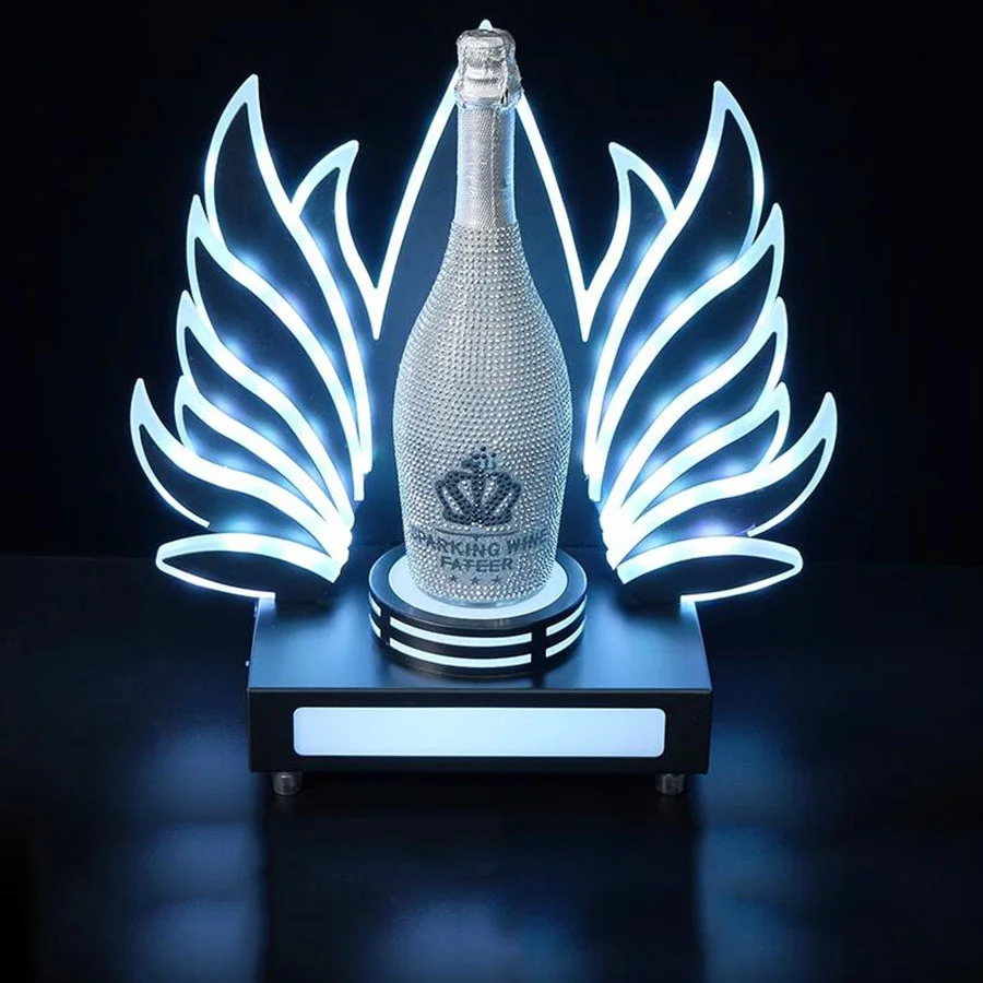 

Rechargeable Glowing Wings Vip Bottle Glorifier Nightclub Champagne Wine Service Presenter RGB Led Bottle Display Stand