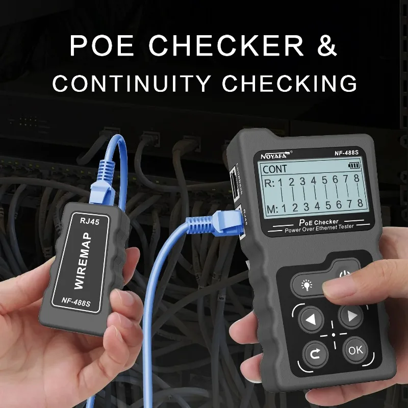 NOYAFA NF-488 LCD Network PoE Checker Over The Ethernet cat5 cat6 Lan Cable Tester Loop Test Tool 3