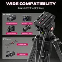 Ulanzi MT-81 Heavy Duty Video Tripod 1/4" 3/8" Screws 8KG Load for DSLR/Mirrorless/Cine Camera Camcorder with Fluid Head Tripod - Image 4