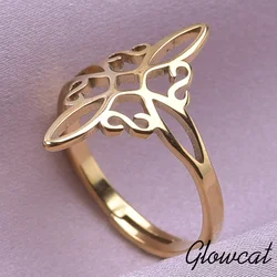Amulet Finger Jewelry Witch Knot Stainless Steel Rings For Women Men Accessories Open Adjustable Ring Vintage Bague Party Gift