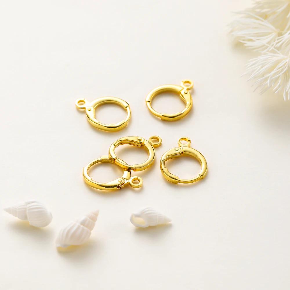 10 Stück 14K 18K vergoldetes Messing Frankreich Blanko Runde Öffnung Ohrring Haken Ohr Anhänger Clips Schleife für DIY Schmuckherstellung – Detail 5