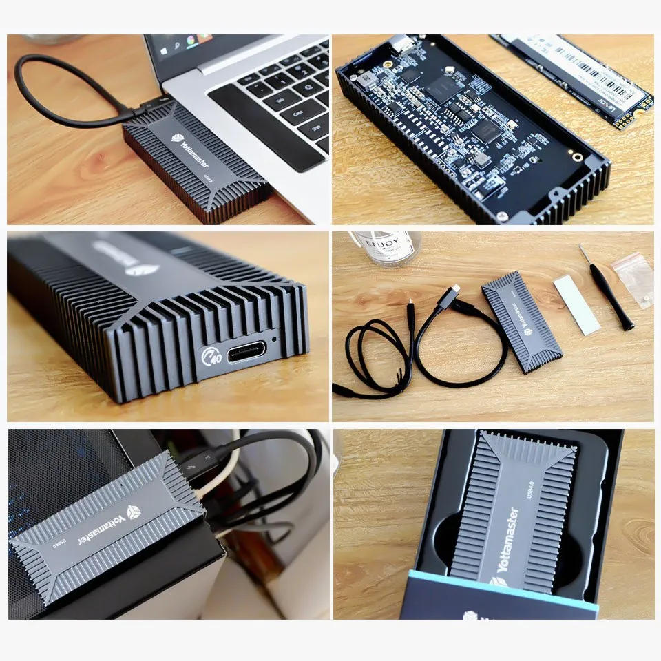 Yottamaster  USB C 4.0 Ʈ 3/4 HD  ̽, M2 ϵ ̺ , 40Gbps USB4 M.2 NVMe SSD Ŭ