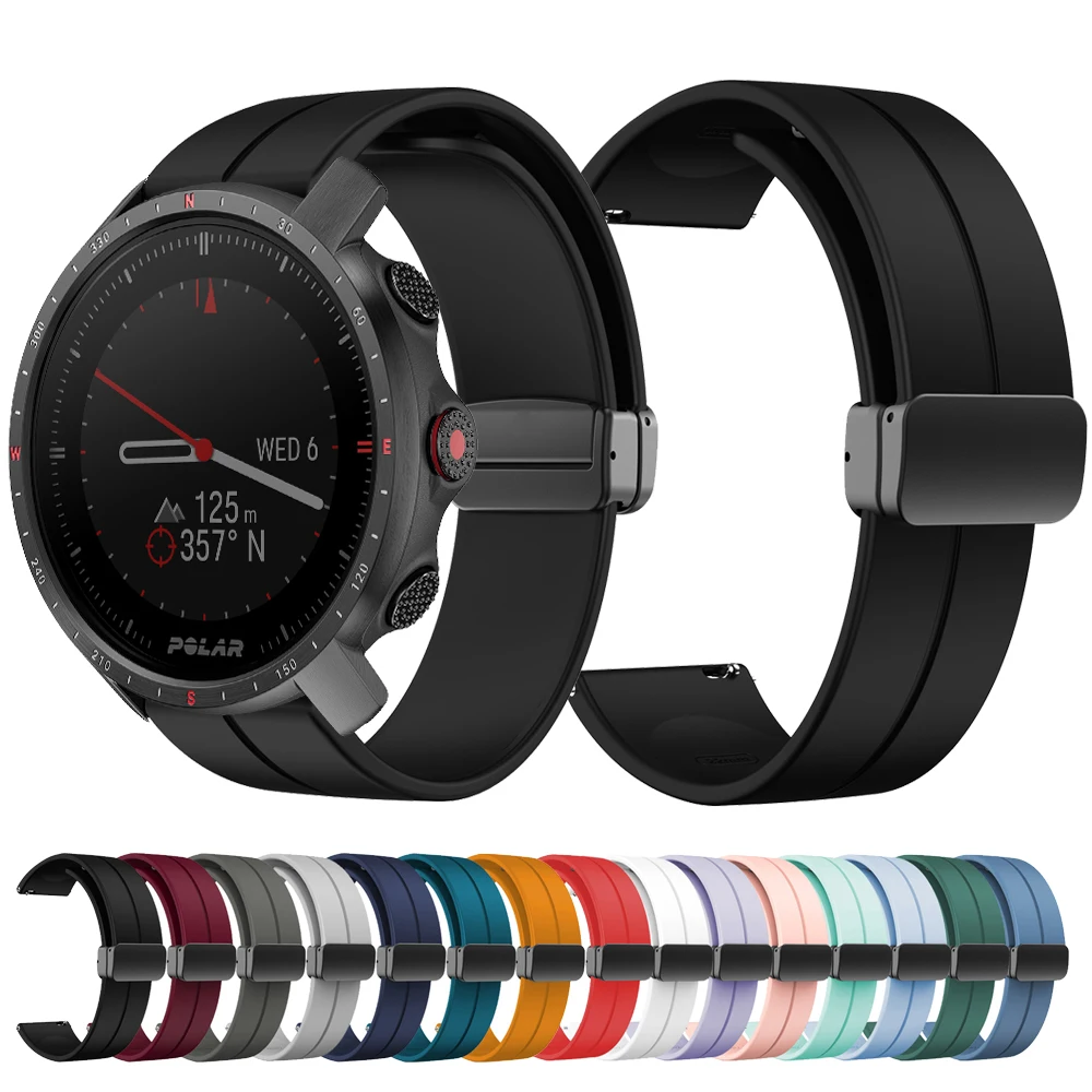 Cinturino Con Fibbia Pieghevole Magnetica In Silicone Da 22Mm Per Cinturino Polar Grit X Pro Per Cinturini Sostituibili Polar Grit X Vantage M M2