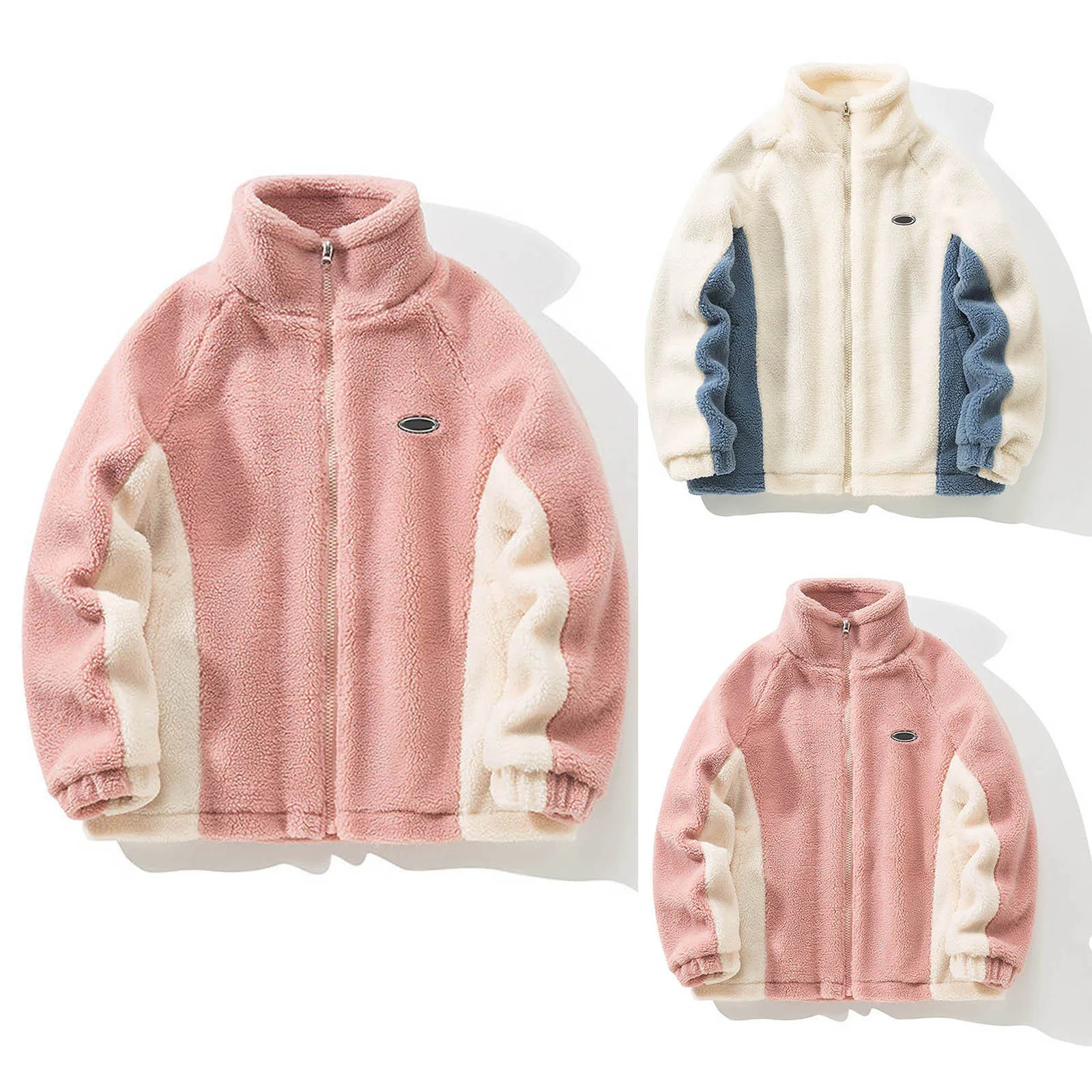 Mens Contrast Color Fleece Jacket for Winter Fashion