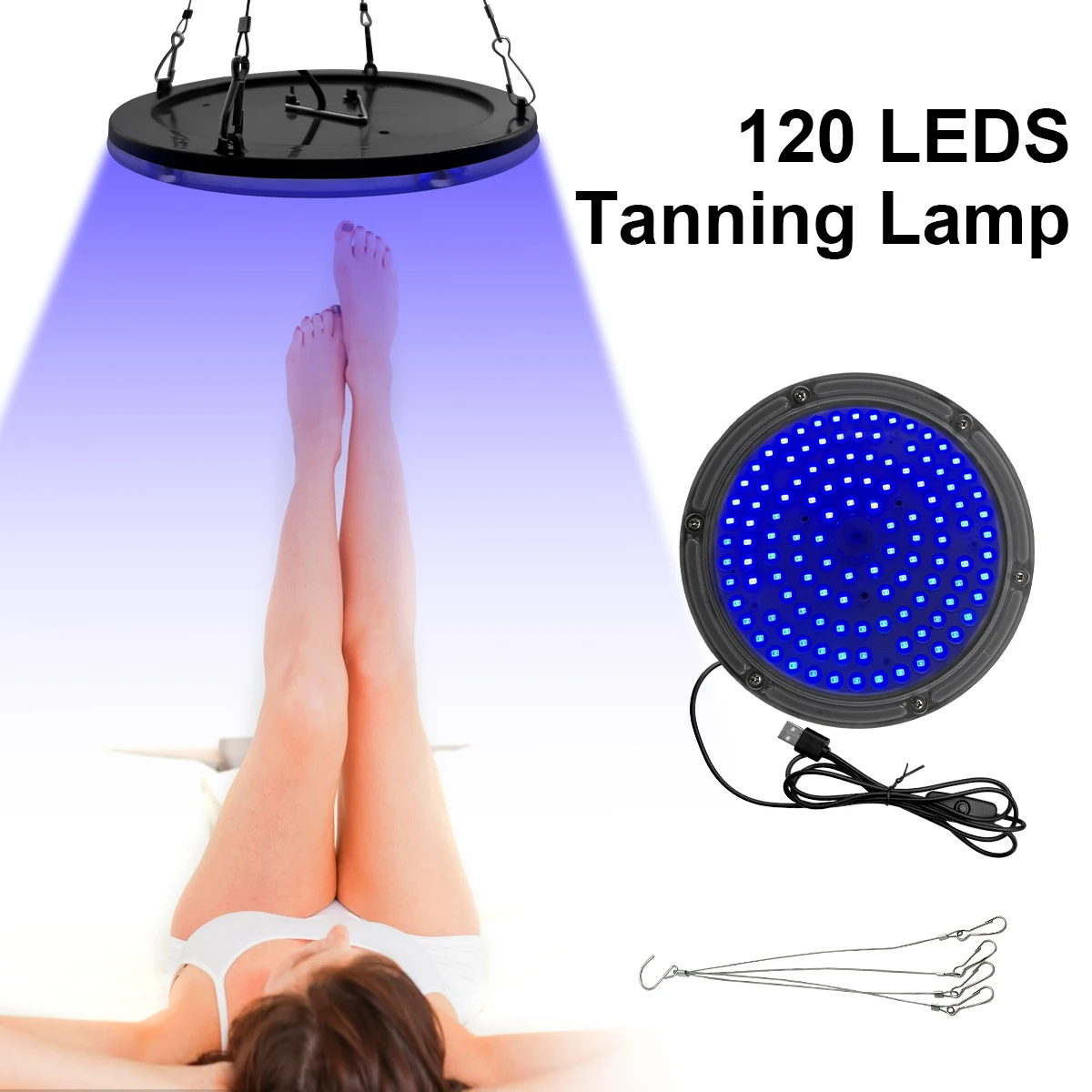 120 LEDs ultraviolet tanning lamps portable full-spectrum blue light home use facial and body tanning gift parents