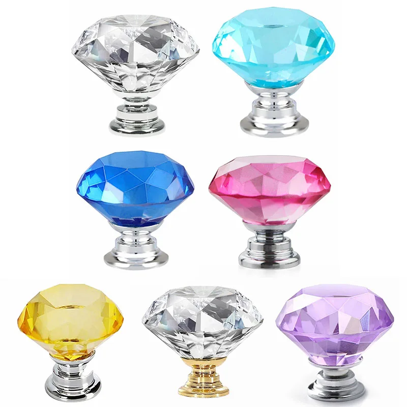 Diamond Shape Design Colorful Crystal Plastic Knobs Cupboard Drawer Pull Door Kitchen Cabinet Wardrobe Handles 1pc furniture handles kitchen door handles