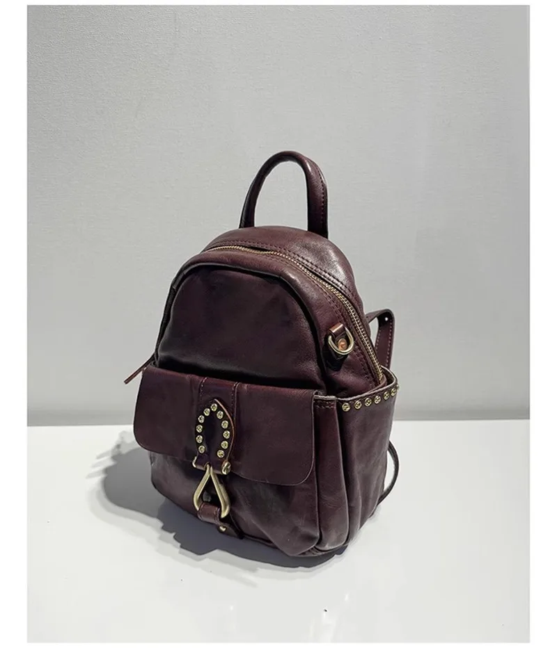 PNDME mode hohe qualität aus echtem leder frauen schwarz rucksack designer luxus kuh leder damen outdoor reise rucksack – Detail 11