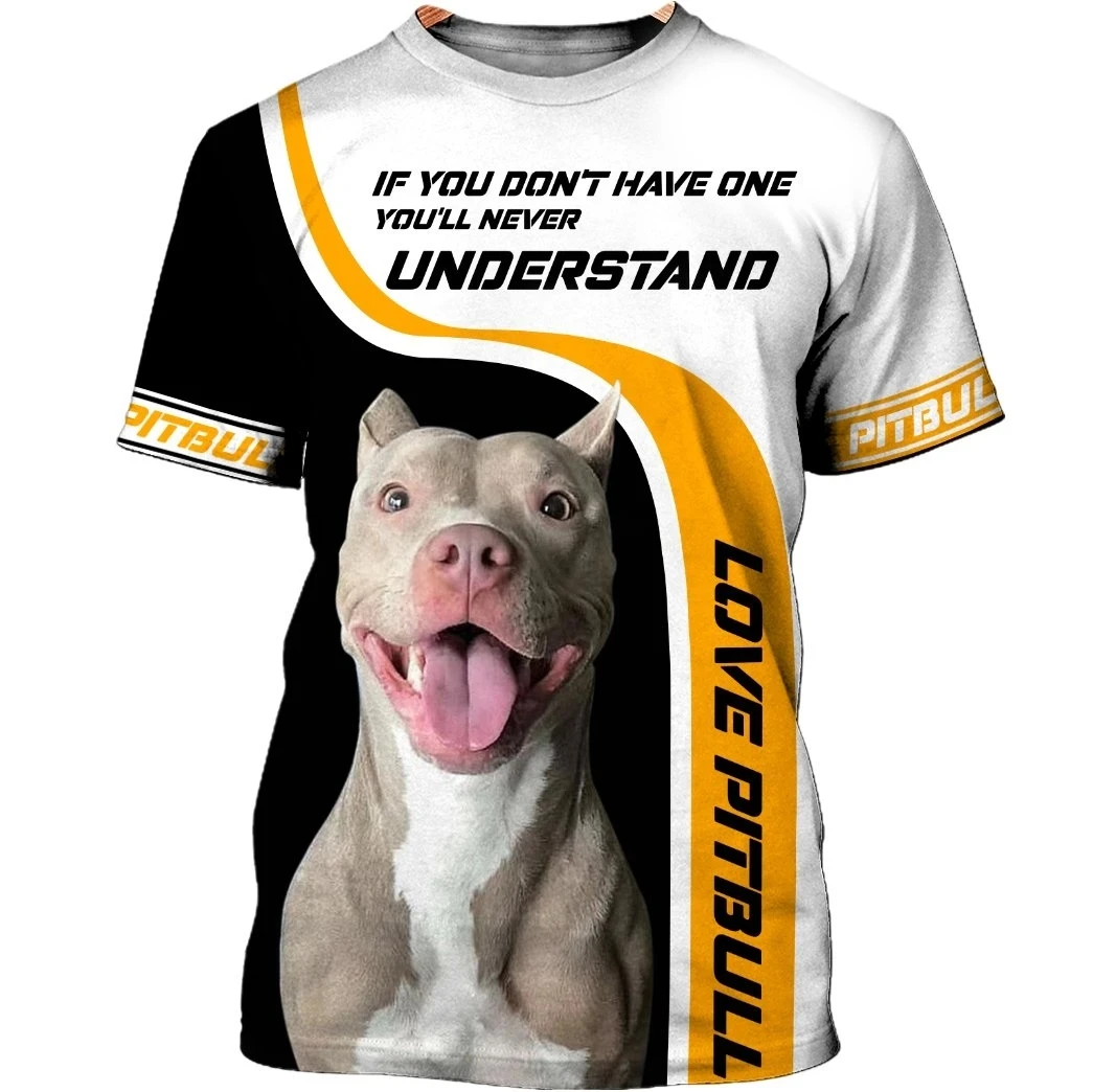 

2023 New Pitbull Printed Men 3D T-shirt Tops Summer Casual Short Sleeve Men Clothing O-Neck Oversized Fashion Streetwear Shirt