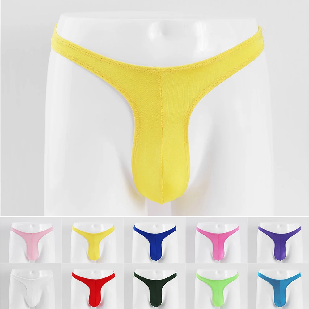

Hot Men Sexy Thongs Underwear Bikini Brief Breathable Ultra-thin Solid Color G-String Underpants Short Low Wais Sissy Panties