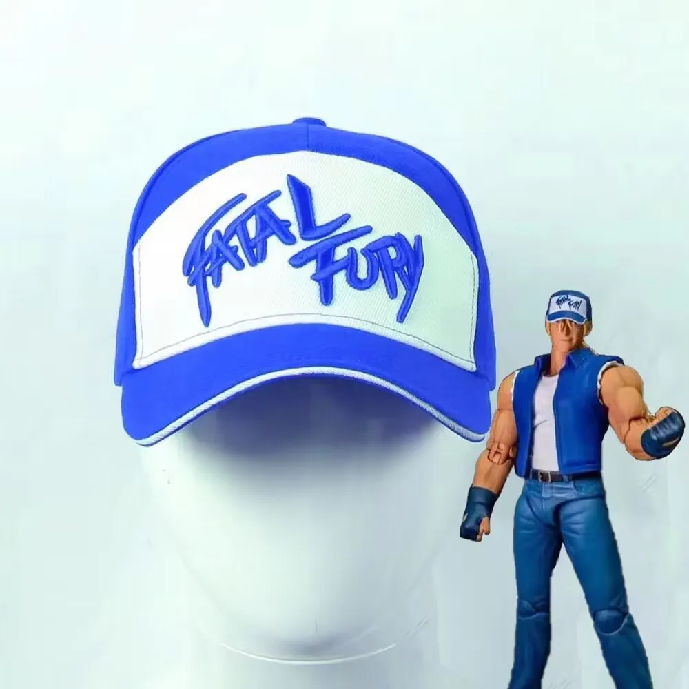 Games Terry Bogard Blue Baseball Cap King of Fighters Embroidery Cotton Fatal Fury Hat Cosplay Adjustable Outdoor Sports Sunhat Baseball Caps Cosplay Hat Baseball Hat