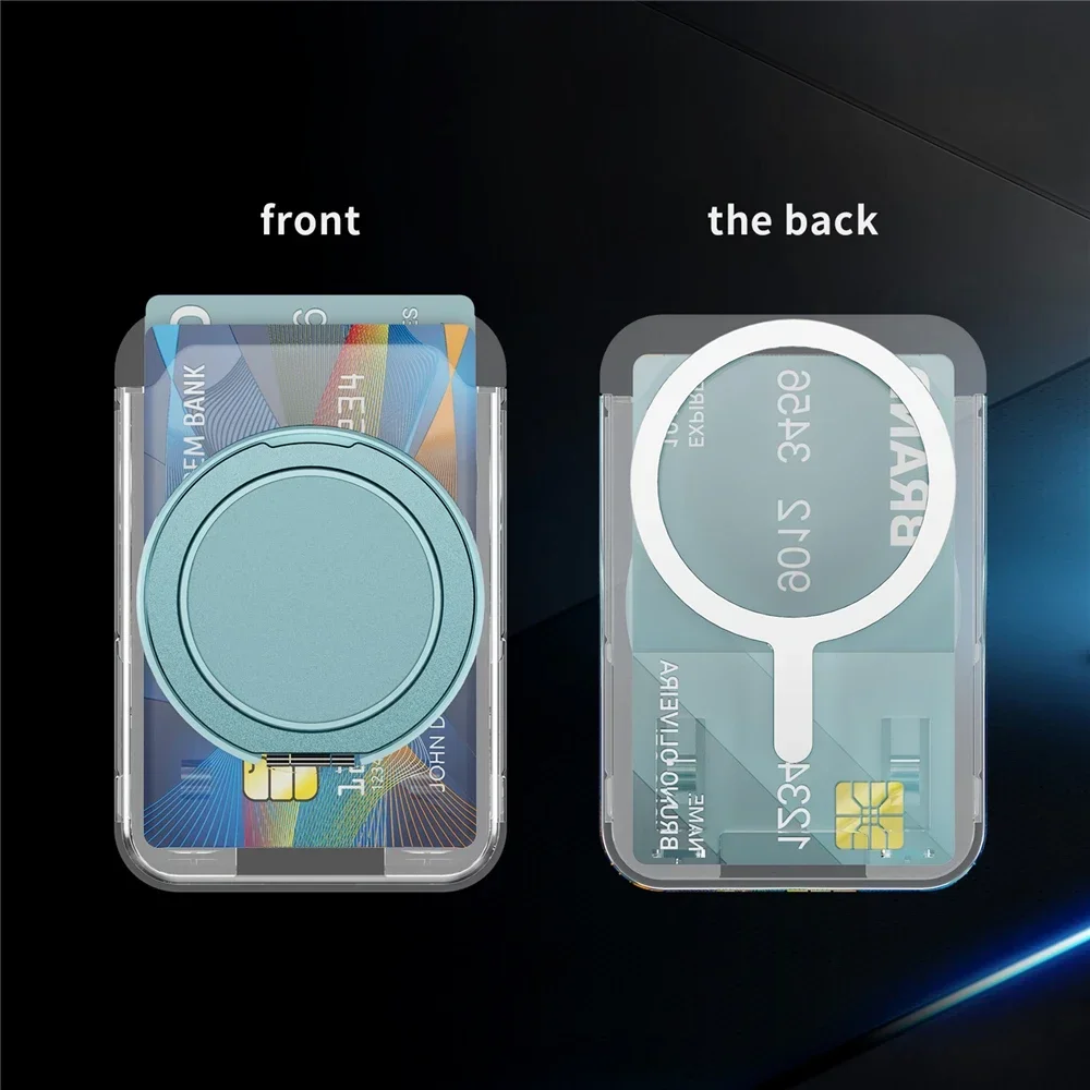 Magnetic Clear Wallet Card Holder with Ring Stand