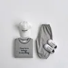 Spring Autumn Kids Clothes Girls Set Korean Fashion Letter Embroidery Hoodies Sweatshirts+Sweat Pants Children Boys Clothing Set 6