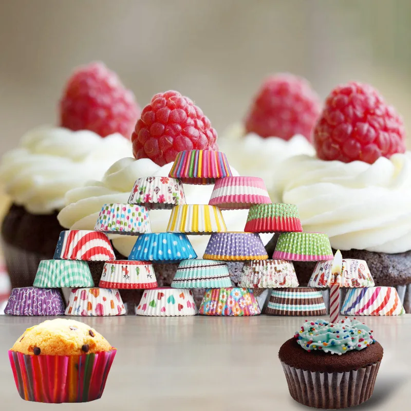 Cake Muffin Cupcake Paper Cups Cake Box Cupcake Liner Kitchen Baking Accessories Mold Decorating Tools 100Pcs/pack