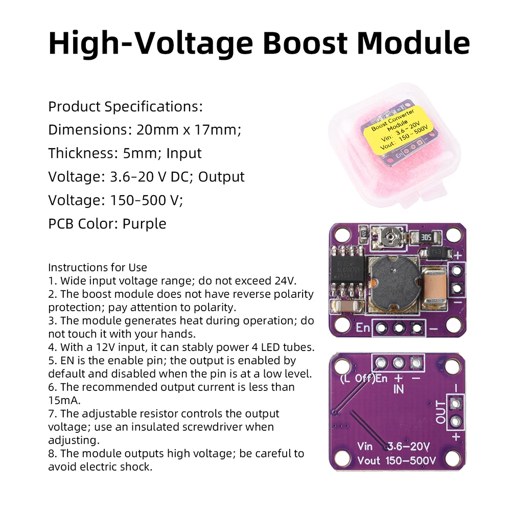 DC 3,6-20V zu 120-300V Boost-Modul Hochspannungswandler Ultrakompakte Größe für DIY-Stromversorgung ﻿ – Detail 11