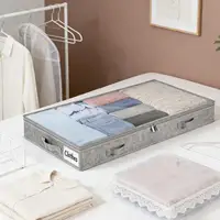 Bacs de rangement roulants sous le lit avec couvercle transparent, grande capacité pour vêtements saisonniers et couvertures, organisateur de chambre et de dortoir 1